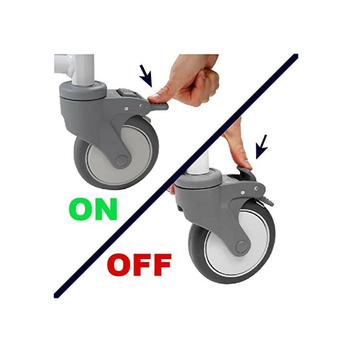 Brusestol til seniorer med hjul, sæde og justerbar højde, pytyllä ja säädettävällä korkeudella