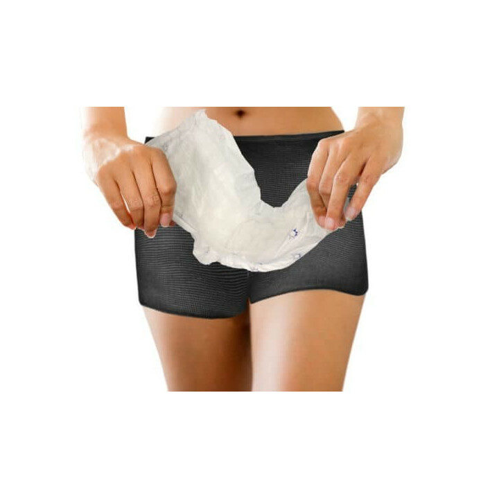 Sanitetsbukser sorte - L (2 stk)