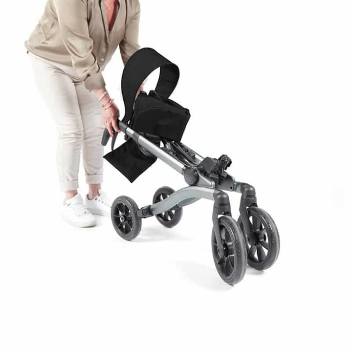 Sort rollator, ergonomisk og kompakt, ergonominen ja kompakti
