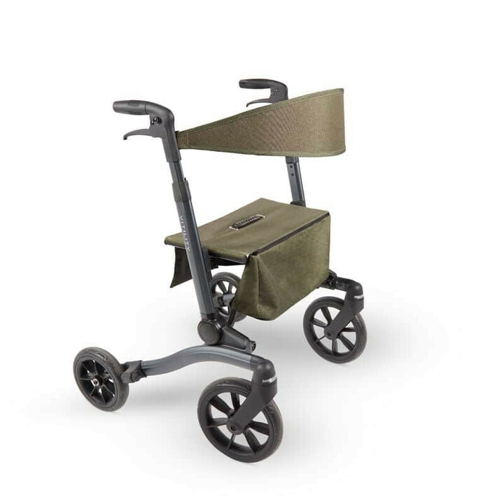 Grøn rollator, ergonomisk og kompakt