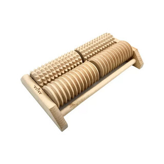 Kaksirivinen neljän rullan puinen jalkahierontalaite