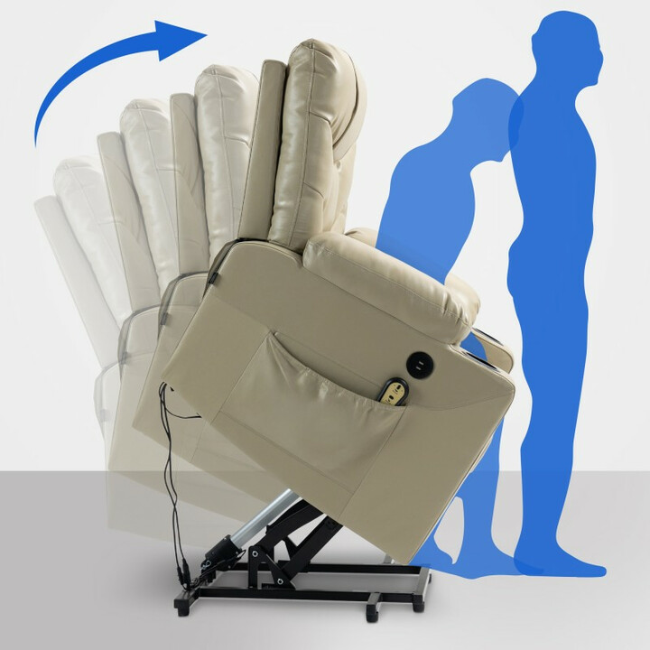 Lænestol med elektrisk løftehjælp, liggefunktion og USB-porte