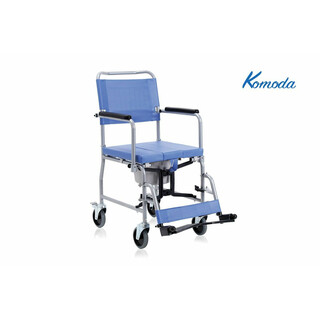 Taittuva suihku- ja wc-tuoli ruostumattomasta teräksestä pyörillä