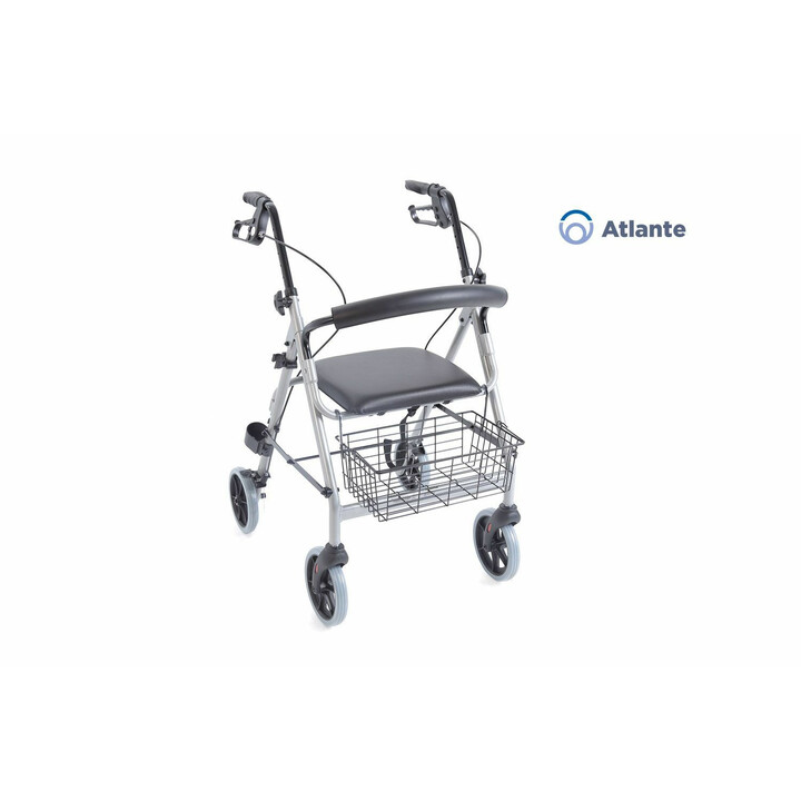 Kevyt alumiininen rollaattori taitettavalla istuimella ja heijastimilla