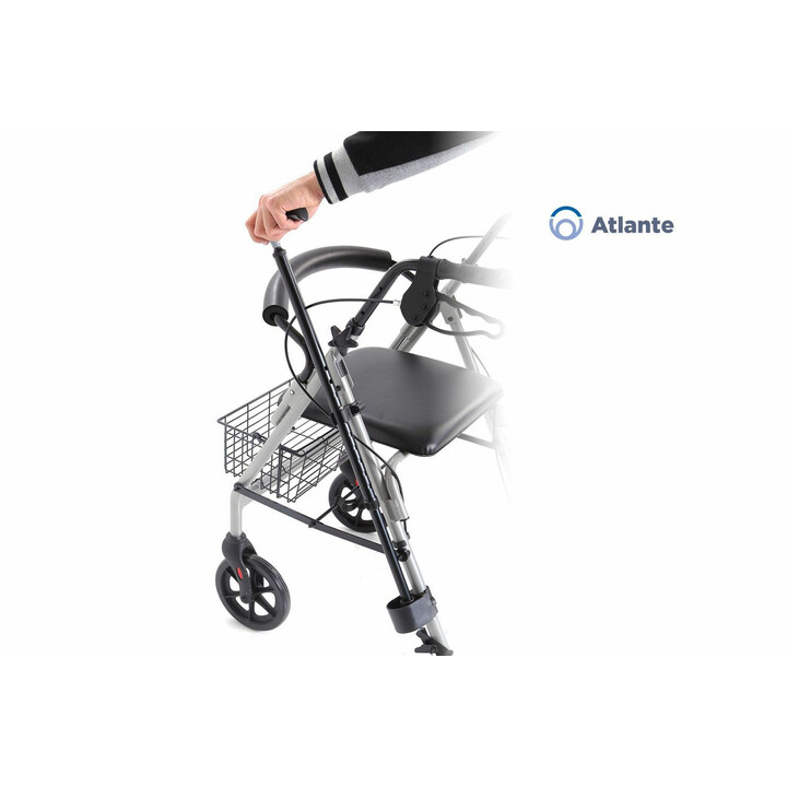 Kevyt alumiininen rollaattori taitettavalla istuimella ja heijastimilla