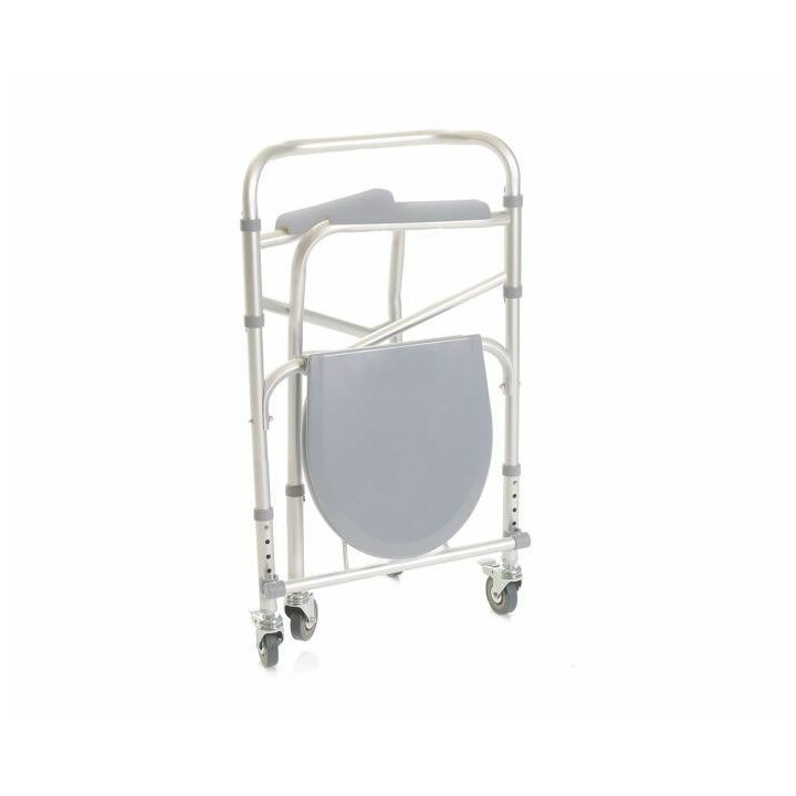 Monikäyttöinen suihku- ja wc-tuoli pyörillä ja käsinojilla alumiininen