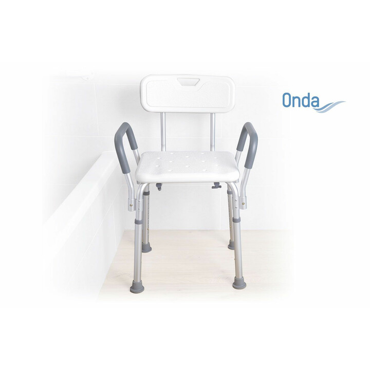 Säädettävä suihkutuoli selkänojalla ja käsinojilla kylpyhuoneeseen 136kg