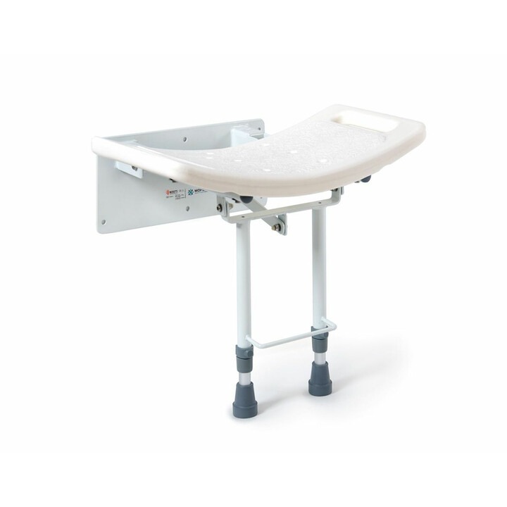 Taittuva suihkuistuin seinäkiinnityksellä ja käsinojilla säädettävä korkeus