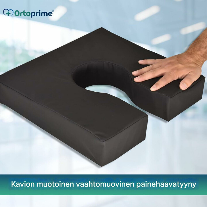 Trykaflastende kørestolshynde med ergonomisk skum og aftageligt betræk