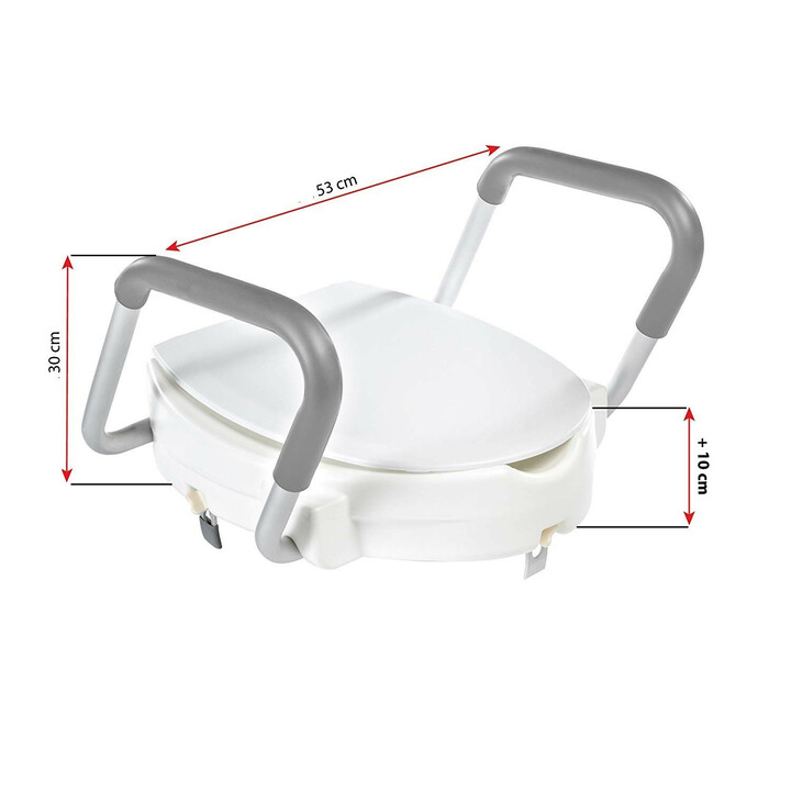 Hævet toiletsæde med armlæn