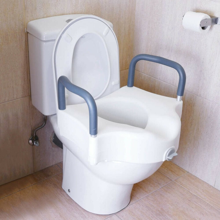Hævet toiletsæde med armlæn uden betræk