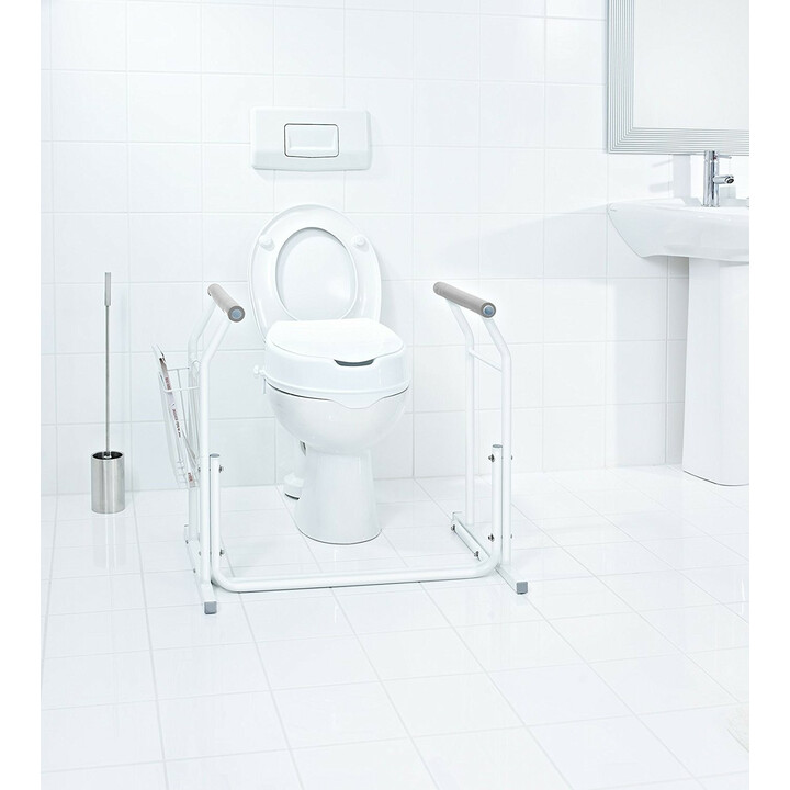 Bevægelig sikkerhedsramme til toiletsædet