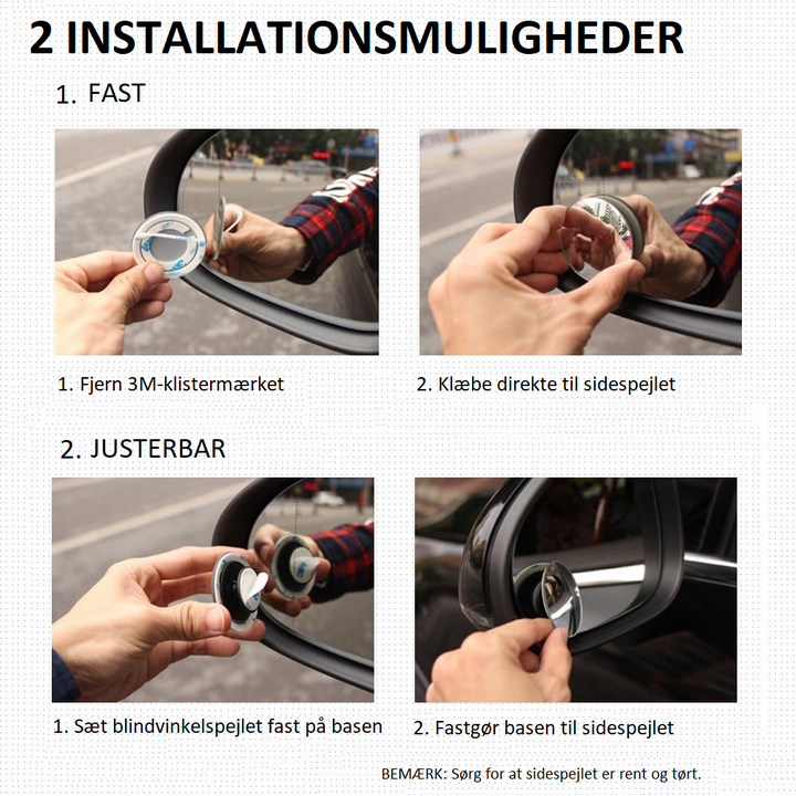 Justerbare blindvinkel spejle til biler