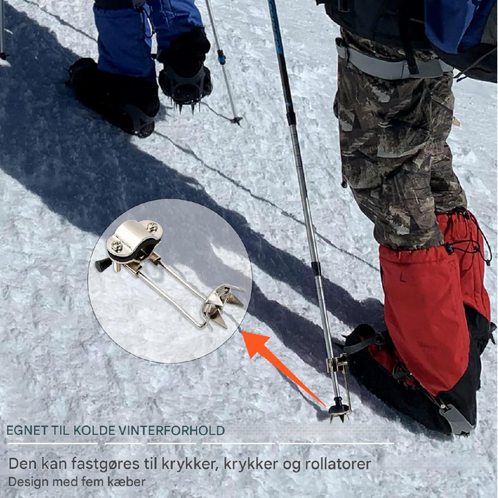 Sammenklappelige iskløer til stave og stokke