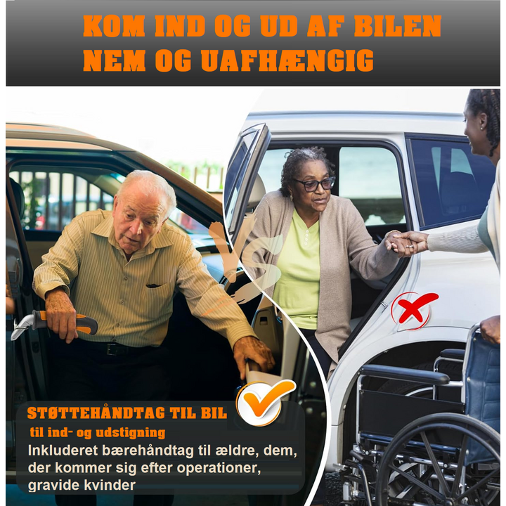 Støttehåndtag til bil for sikker ind- og udstigning
