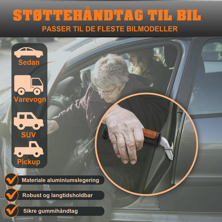 Støttehåndtag til bil for sikker ind- og udstigning