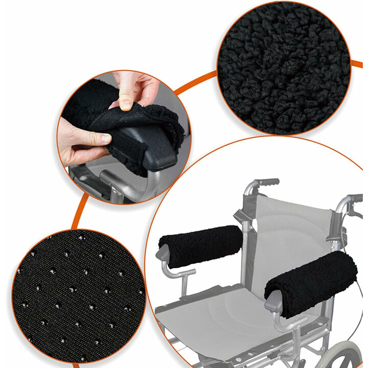 Bløde kørestolshåndstøttebetræk med fåreuldsforing