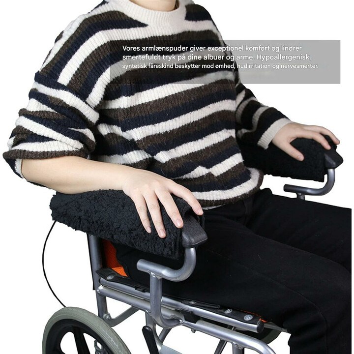 Bløde kørestolshåndstøttebetræk med fåreuldsforing
