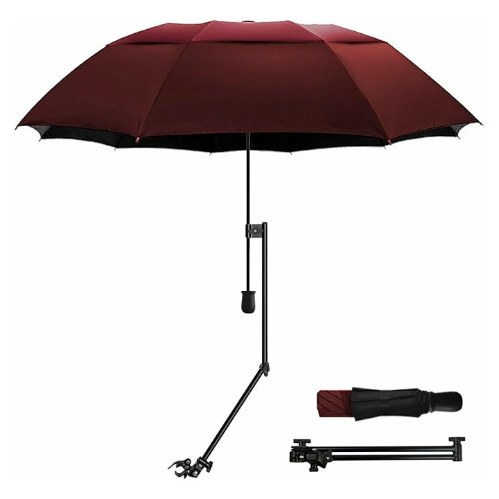 Fastgørbar, let paraply til kørestol og rollator til beskyttelse mod sol, regn og sne