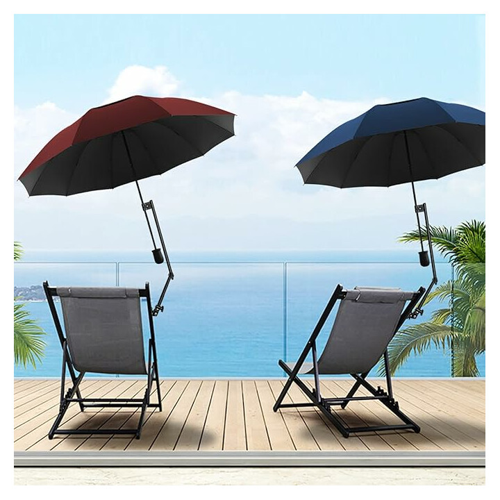 Fastgørbar, let paraply til kørestol og rollator til beskyttelse mod sol, regn og sne