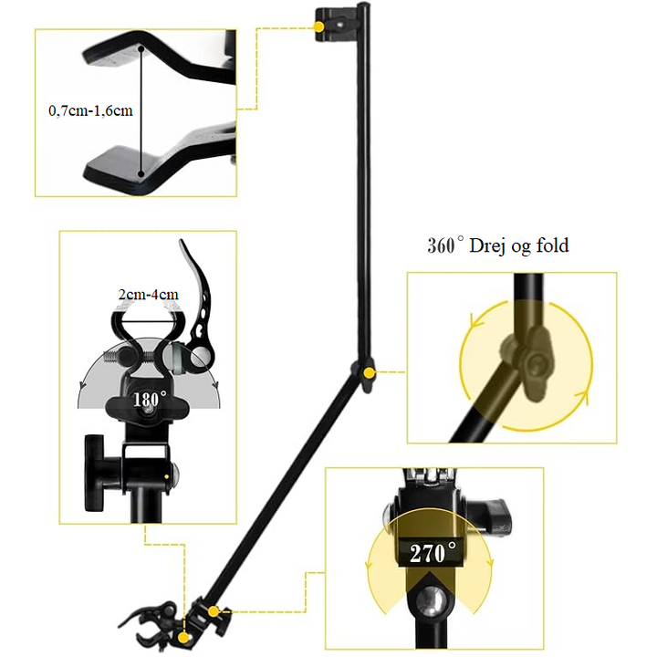 Fastgørbar, let paraply til kørestol og rollator til beskyttelse mod sol, regn og sne
