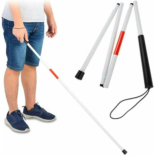 Hvid, reflekterende gåstav til svagsynede, sammenklappelig