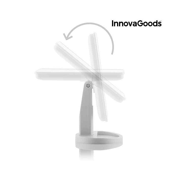 Spejl med LED-belysning og justerbar vinkel