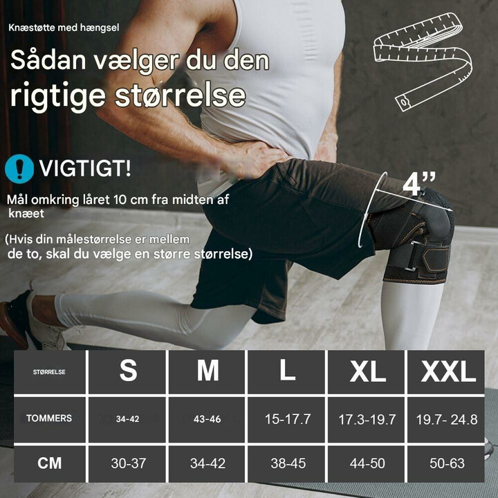 Justerbart knæstøtte til sport og lindring af ledsmerter