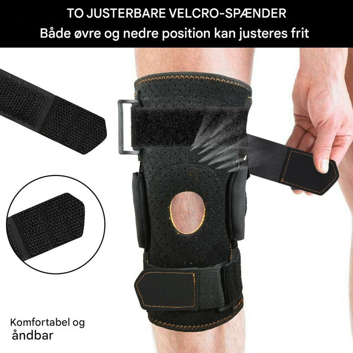 Justerbart knæstøtte til sport og lindring af ledsmerter