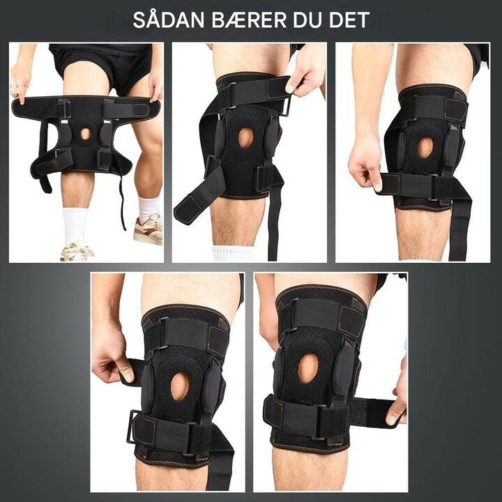 Justerbart knæstøtte til sport og lindring af ledsmerter