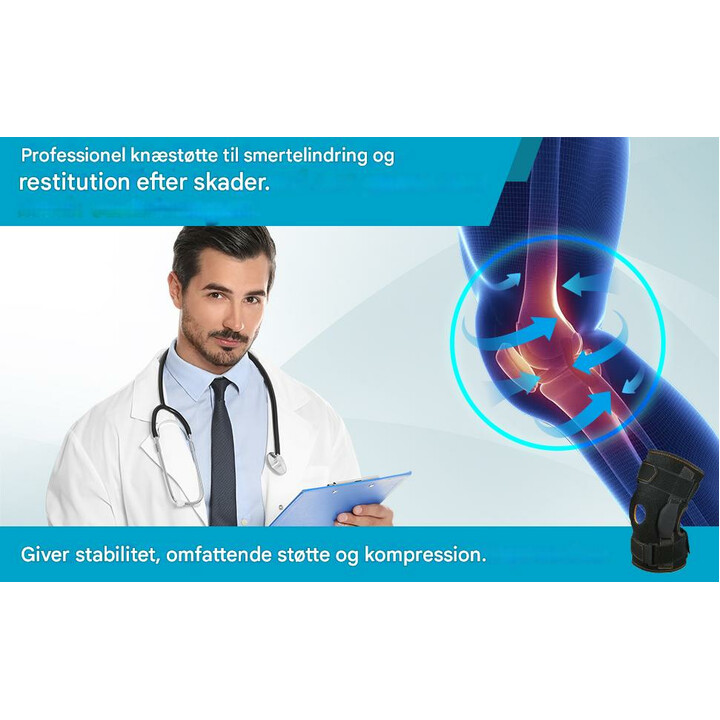 Justerbart knæstøtte til sport og lindring af ledsmerter