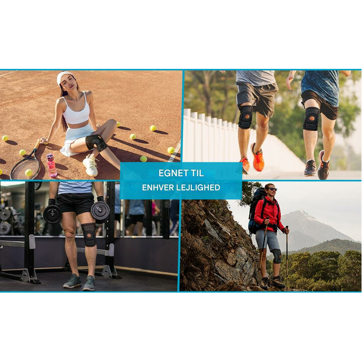 Justerbart knæstøtte til sport og lindring af ledsmerter