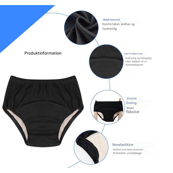 Vaskbare inkontinensunderbukser til kvinder