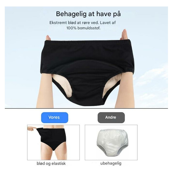 Vaskbare inkontinensunderbukser til kvinder