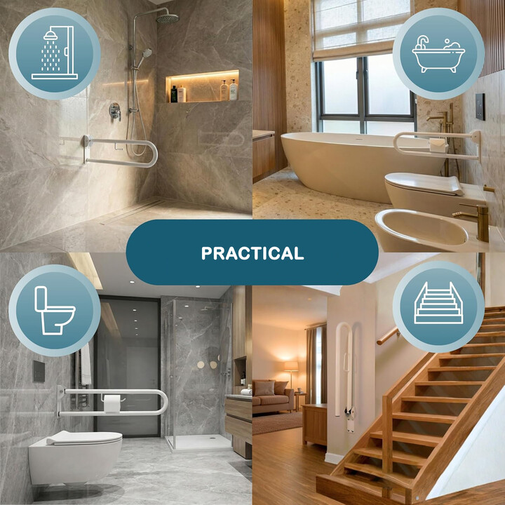 Støttegreb til toilet, vægmonteret