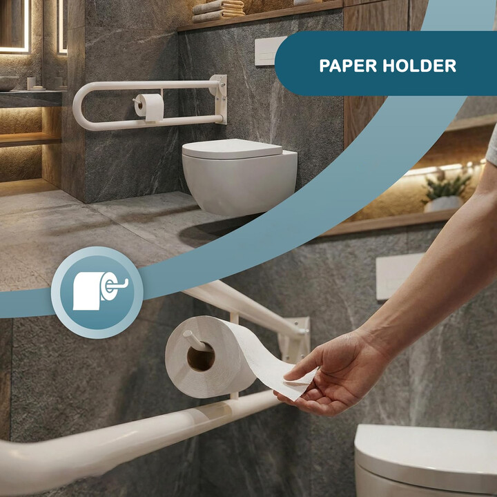 Støttegreb til toilet, vægmonteret