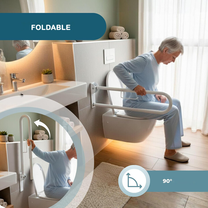 Støttegreb til toilet, vægmonteret