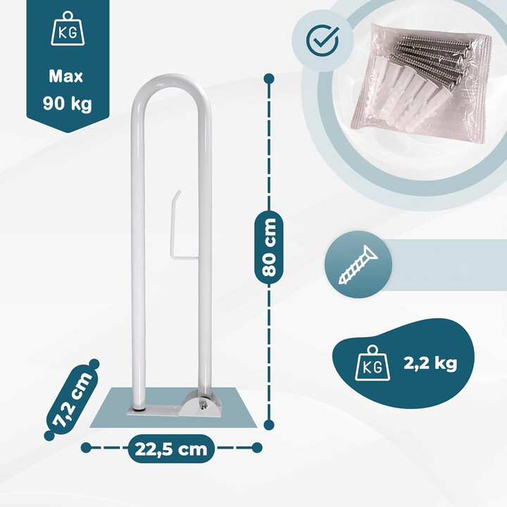 Støttegreb til toilet, vægmonteret