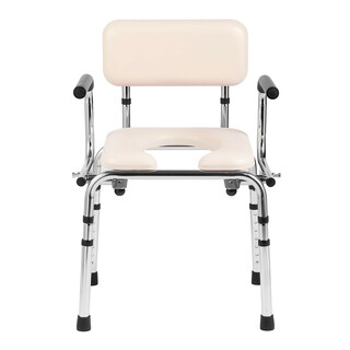 Justerbar WC stol med rygl n polstret s de stålramme 7 trins h jdejustering 490 640 mm 158 8 kg belastning aftagelig 5 8 l spand