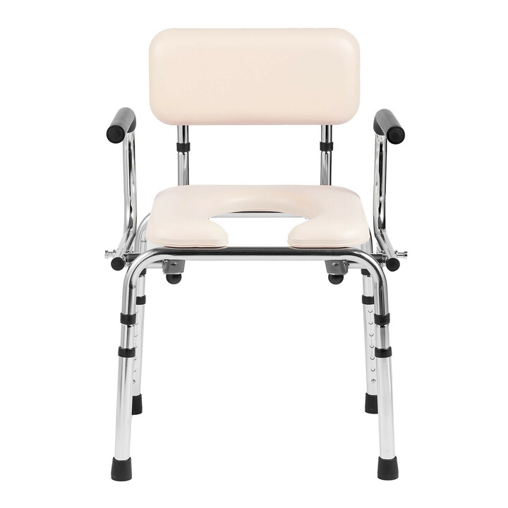 Justerbar WC stol med rygl n polstret s de stålramme 7 trins h jdejustering 490 640 mm 158 8 kg belastning aftagelig 5 8 l spand