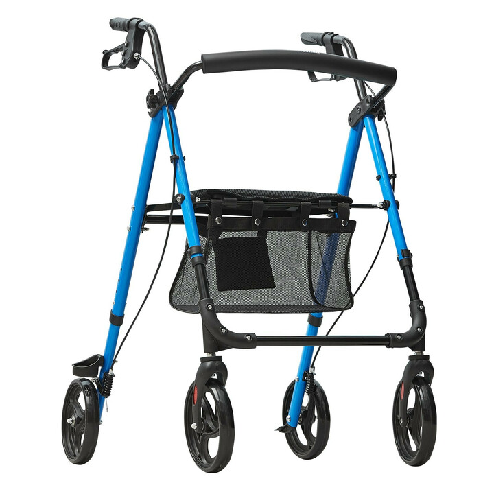 Aluminium rollator til voksne og seniorer sammenklappelig 8 tommer hjul blå sort model FBL427111