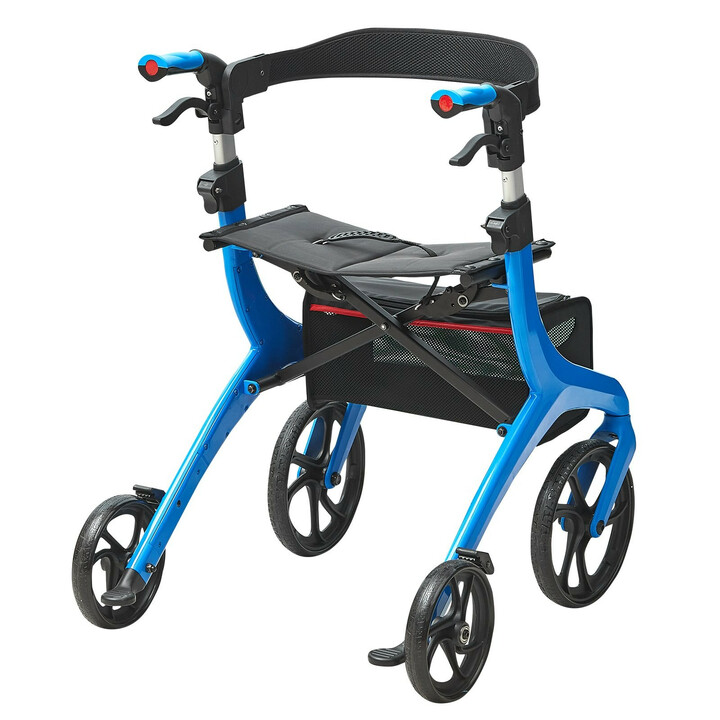 Aluminium rollator FBL427112 blå justerbar håndtagsh jde 830 900 mm maksimal belastning 136 kg