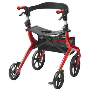 Sammenklappelig firehjulig rollator FBL427112 aluminiumsstel s de og opbevaringspose r d sort 136 kg