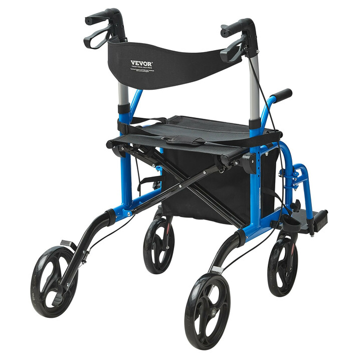 Rollator og transportstol aluminiums blå 136 kg FBL427113