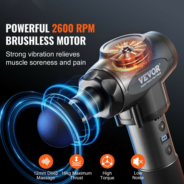 BOOSTER P2 PRO lihashuoltovasara 9 nopeutta 6 hierontapäätä 24V 2500mAh akku urheilijoille
