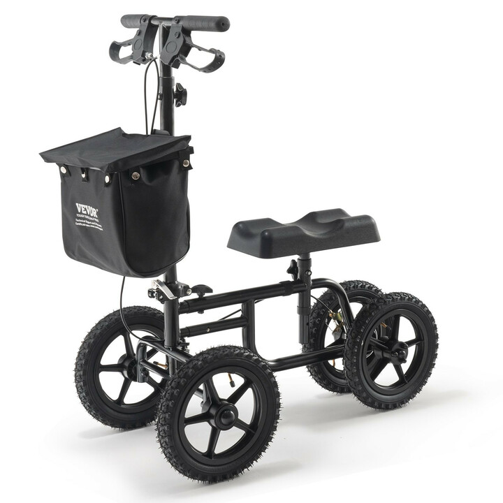 Taittuva polviskootteri HFK-9225G-12, 12” ilmakumirenkaat, musta, teräs, kantavuus 160 kg