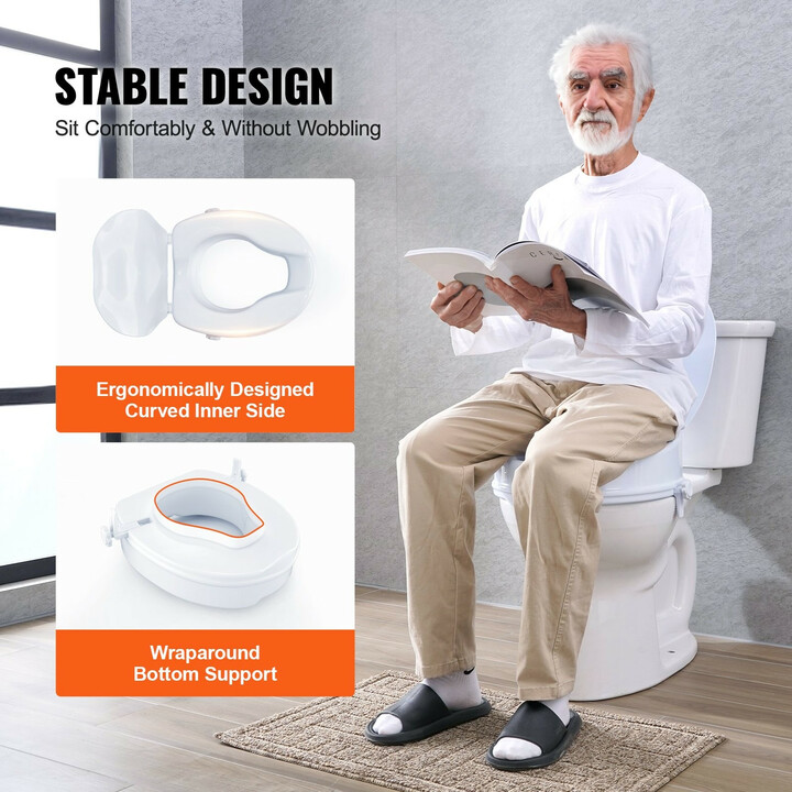 Korotettu wc-istuin 100 mm universaali, lukitusruuvit, mukana istuinkansi, kantavuus 136 kg