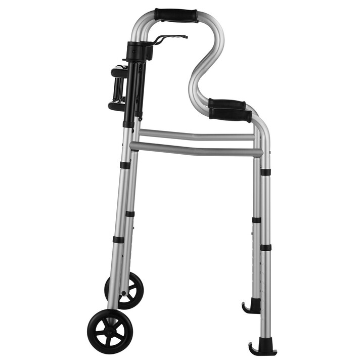 Sammenklappelig rollator med forhjul justerbar h jde 790 965 mm aluminiumsramme maks belastning 204 kg model FBL860516