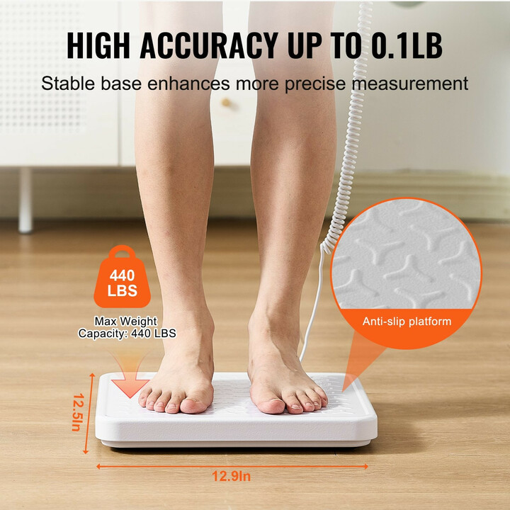 Kannettava digitaalinen lääkärivaaka SF-891, ruostumaton teräs, liukumaton alusta, max 200 kg