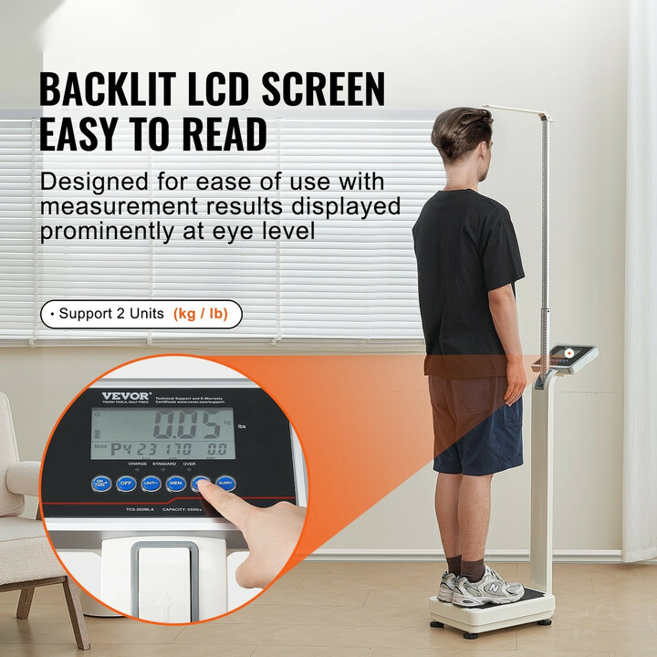 Digitaalinen lääkärivaaka TCS-200MLA paino- ja pituusmittauksella 299,4 kg 88–210 cm